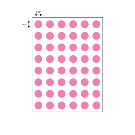 Nevs 1/4" Color Coding Dots Rose - Sheet Form DOT-14M Rose